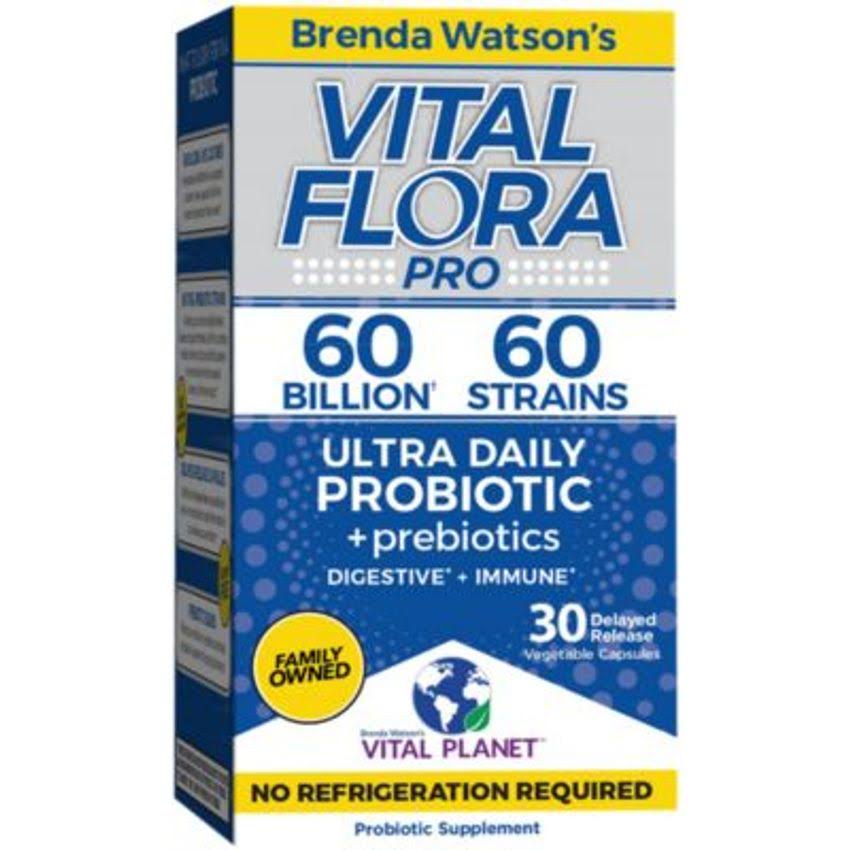Vital Flora Pro Ultra Daily Probiotic + Prebiotics - 60 Billion CFUs (30 Vegetable Capsules)