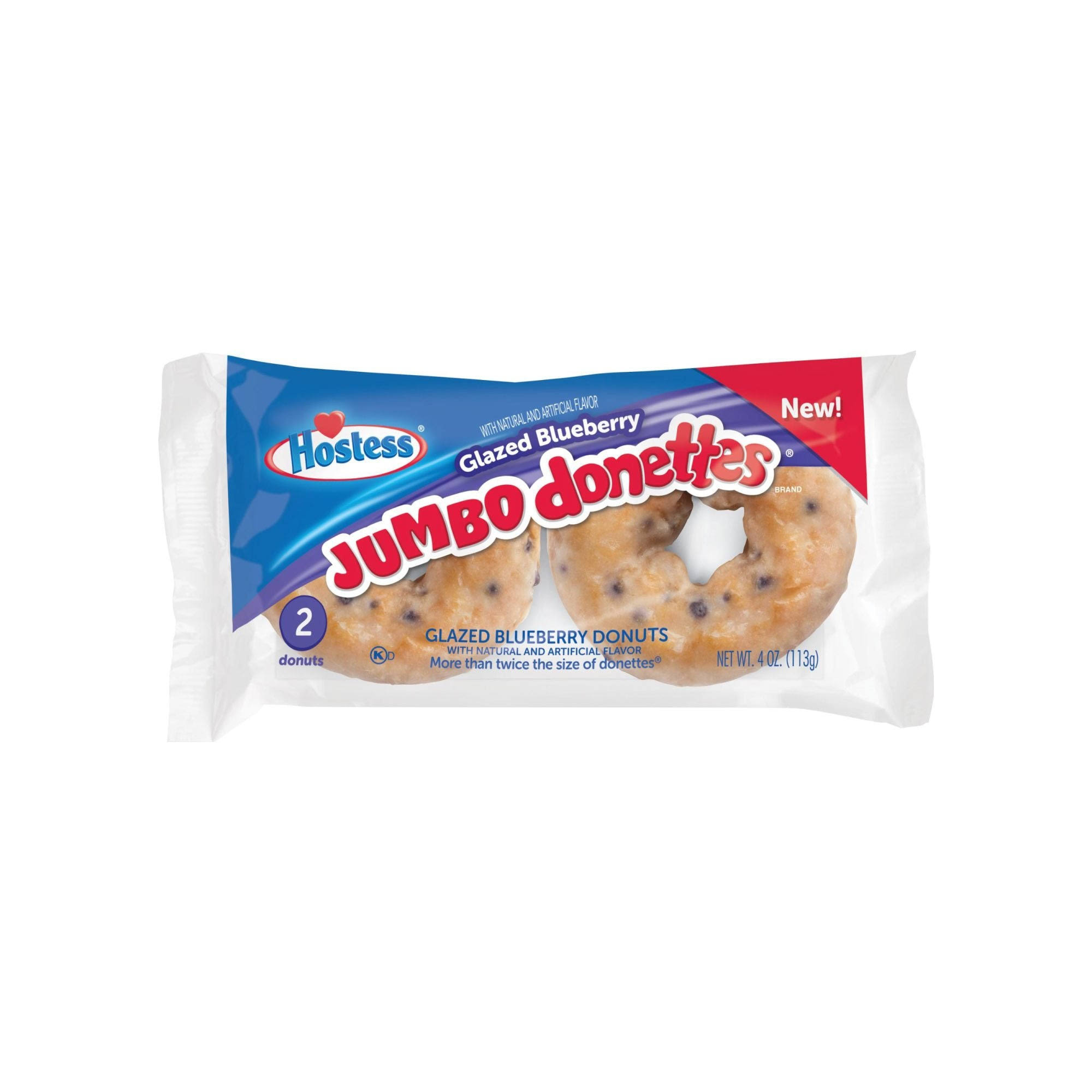 Hostess Jumbo Donettes Donuts, Glazed Blueberry - 2 donuts, 4 oz