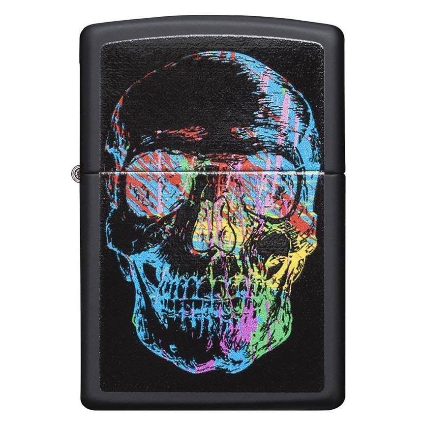 Zippo Black Matte Colorful Skull Pocket Lighter