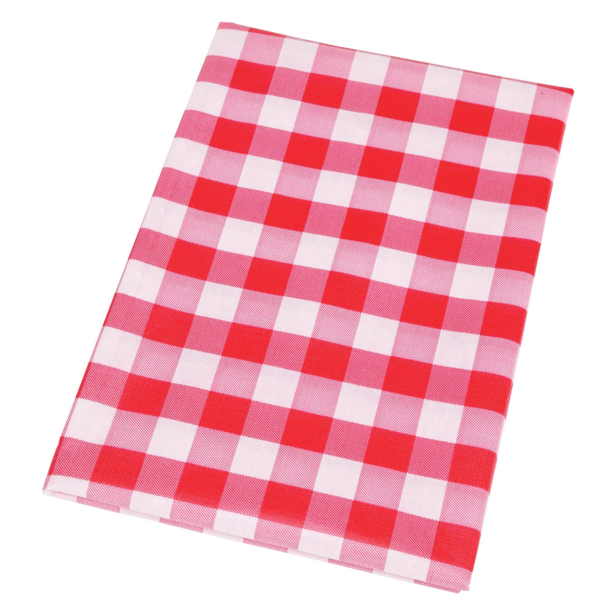 Nordic Shield Red Checker Vinyl Tablecloth - 52 x 52''