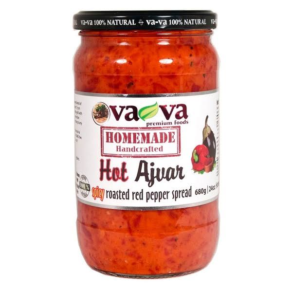 Spicy Roasted Pepper Spread Hot Ajvar Homemade Handcrafted Vava 680g