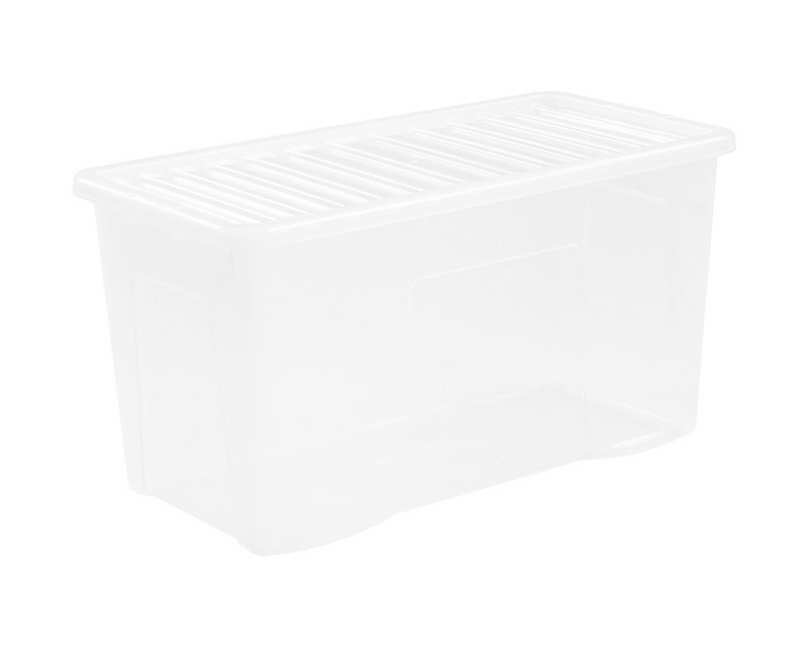 Wham Crystal Stacking Plastic Storage Box - Clear Clip Lid, 110 Liter