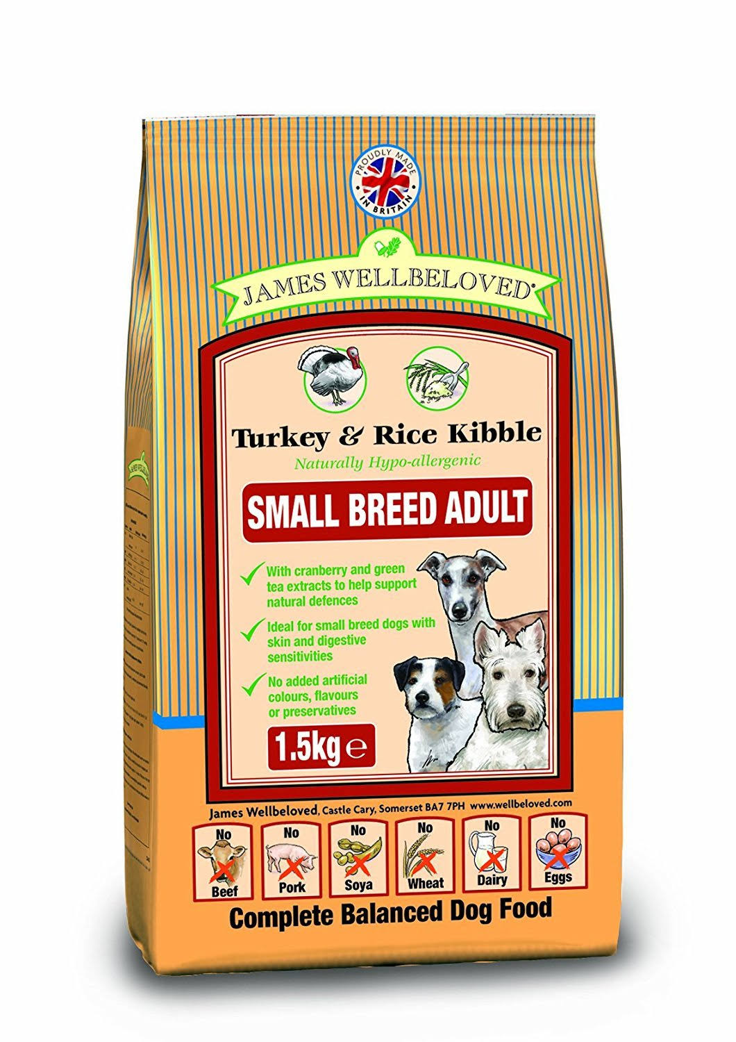 James Wellbeloved Small Breed Turkey and Rice Dog Food - 7.5kg