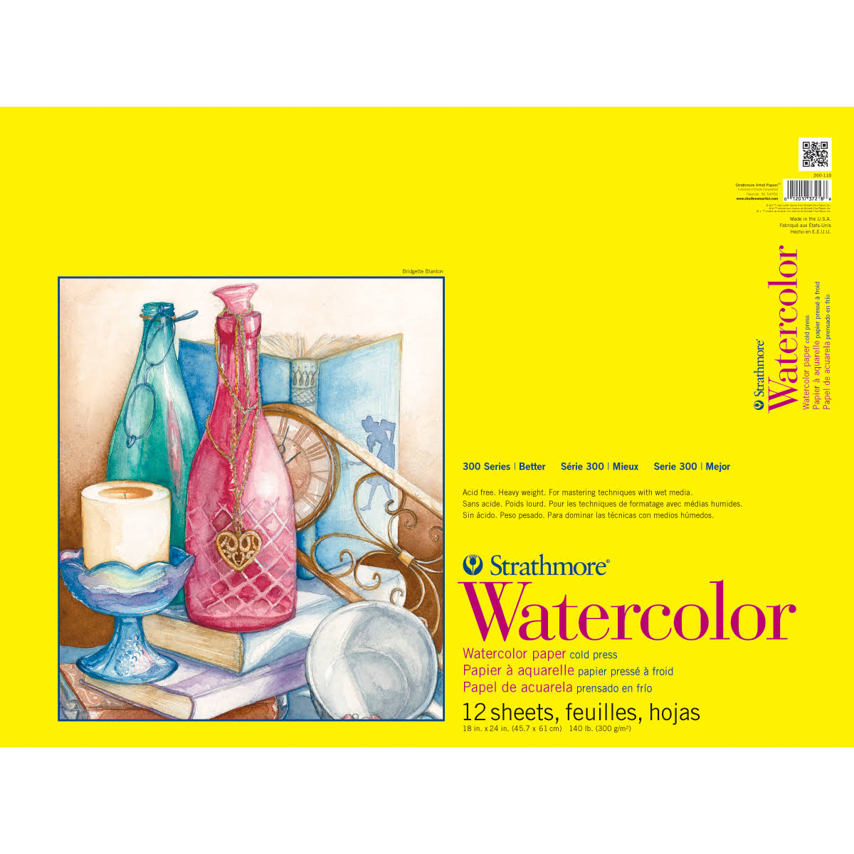 Strathmore Watercolor Paper Taped Pad - 12 Sheets, 18" x 24"