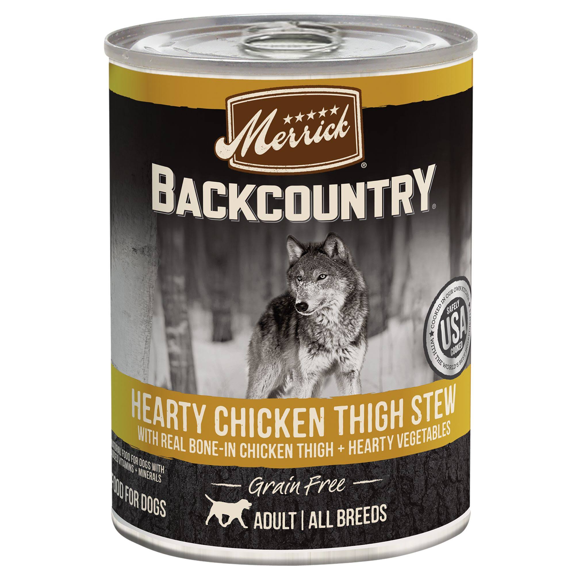 Merrick Backcountry Grain Canned Dog Food - Hearty Chicken Thigh Stew, 12.7oz