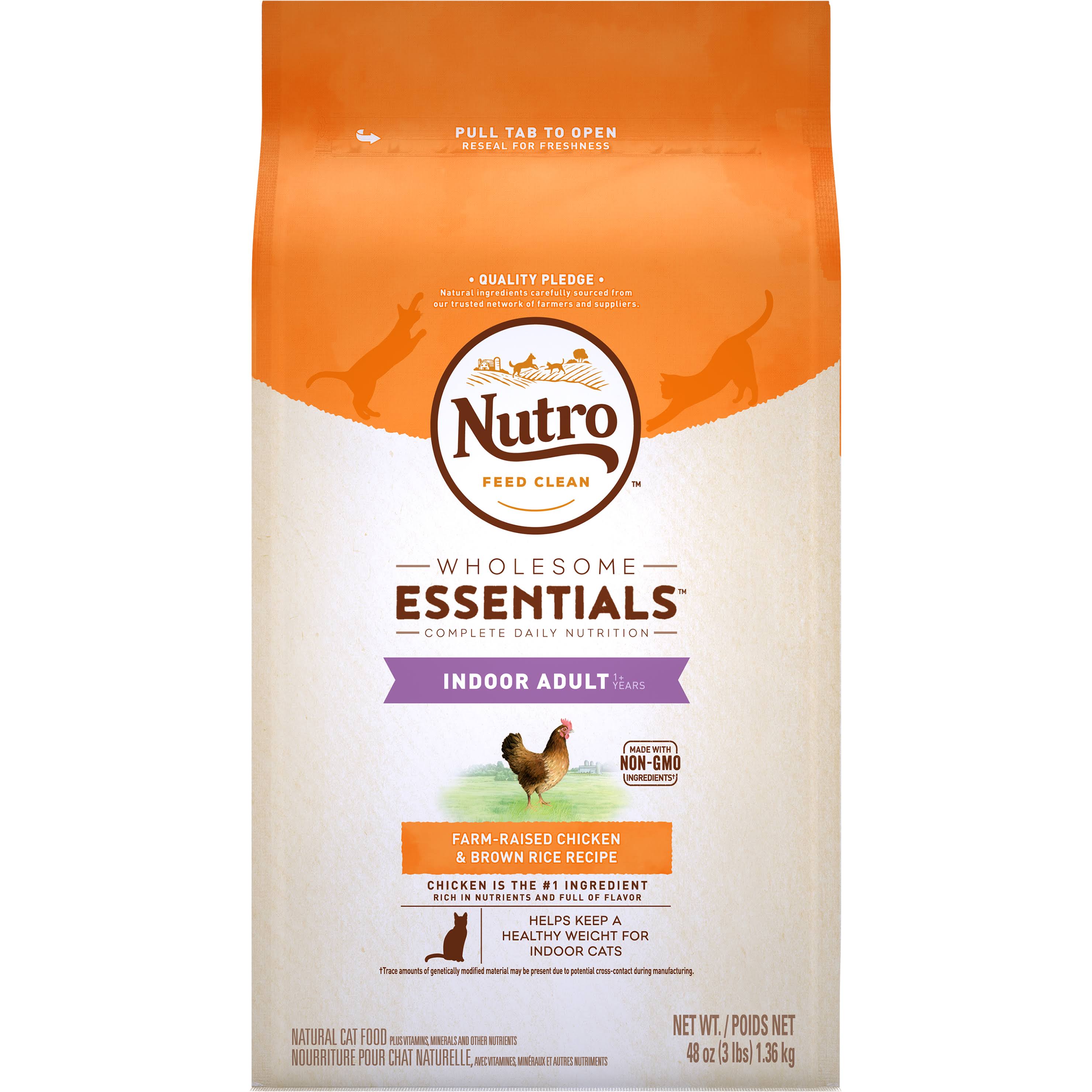 Nutro Indoor Adult Cat Chicken and Whole Brown Rice Recipe Cat Food - 3lb
