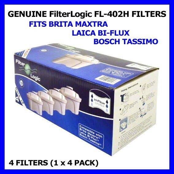 Pack of 4 Filterlogic H-Flow Cartridges to fit Brita Maxtra & Laica BI-FLUX
