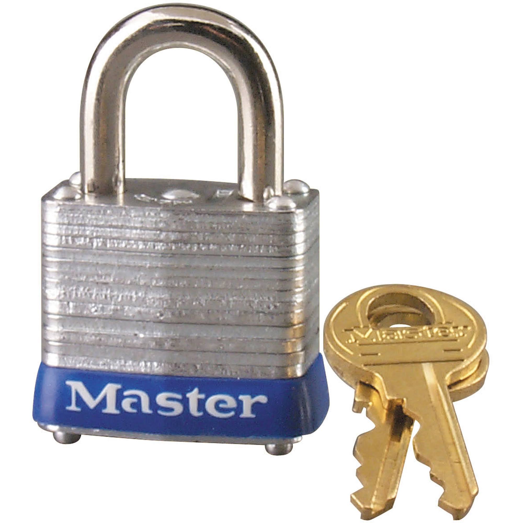 Master Lock Wide Laminated Steel Single Padlock Keyed - Chrome, 1 1/8" x 9/16"
