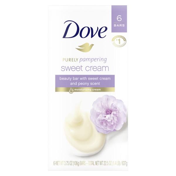 Dove Beauty Bar - Sweet Cream and Peony Scent, 4oz, 6pk