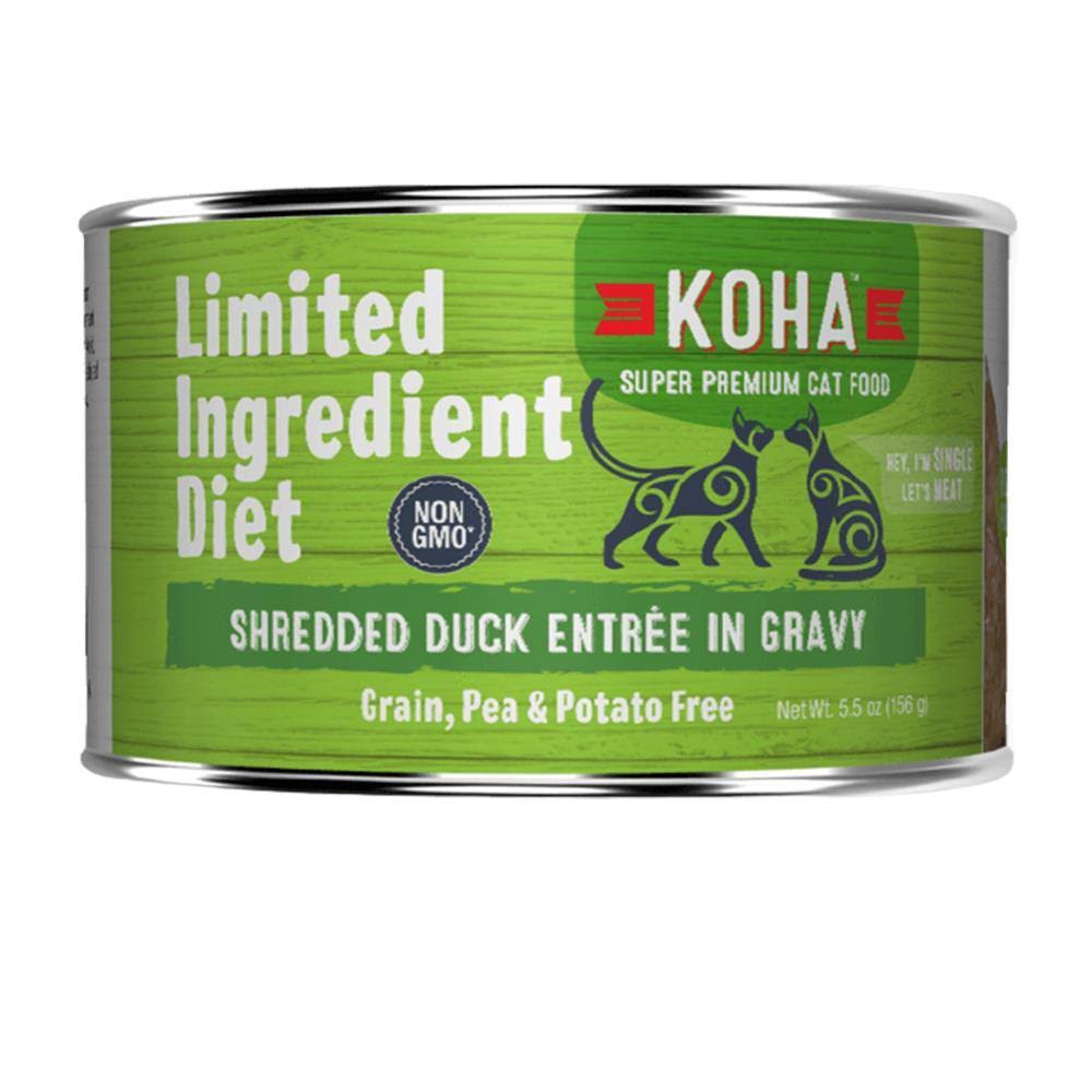 KOHA Limited Ingredient Shredded Duck in Gravy Wet Cat Food, 24/5.5 oz