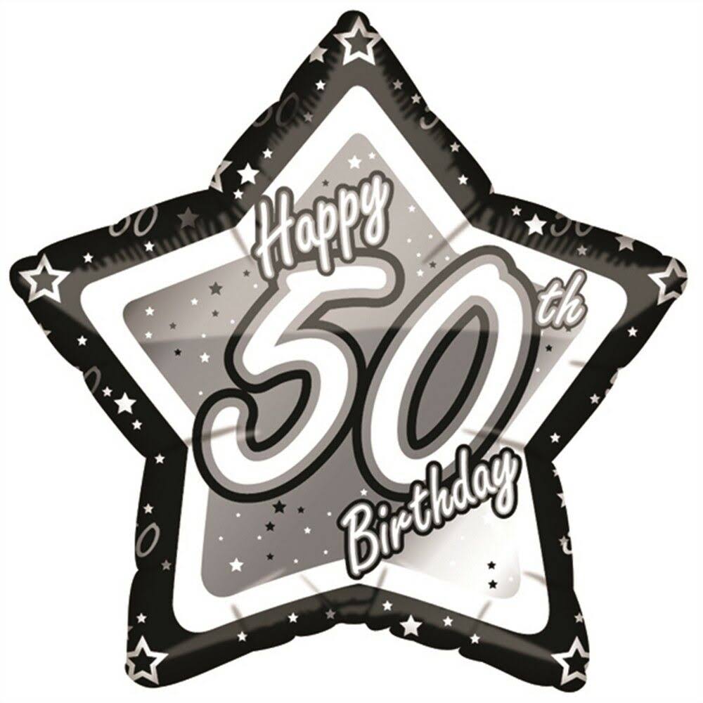 18" Black & Silver 50" Birthday Foil Balloon - Mylar Balloons Foil