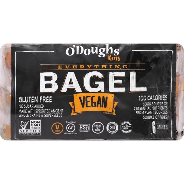 Odoughs Bagels, Vegan, Everything, Thins - 6 bagels, 10.6 oz