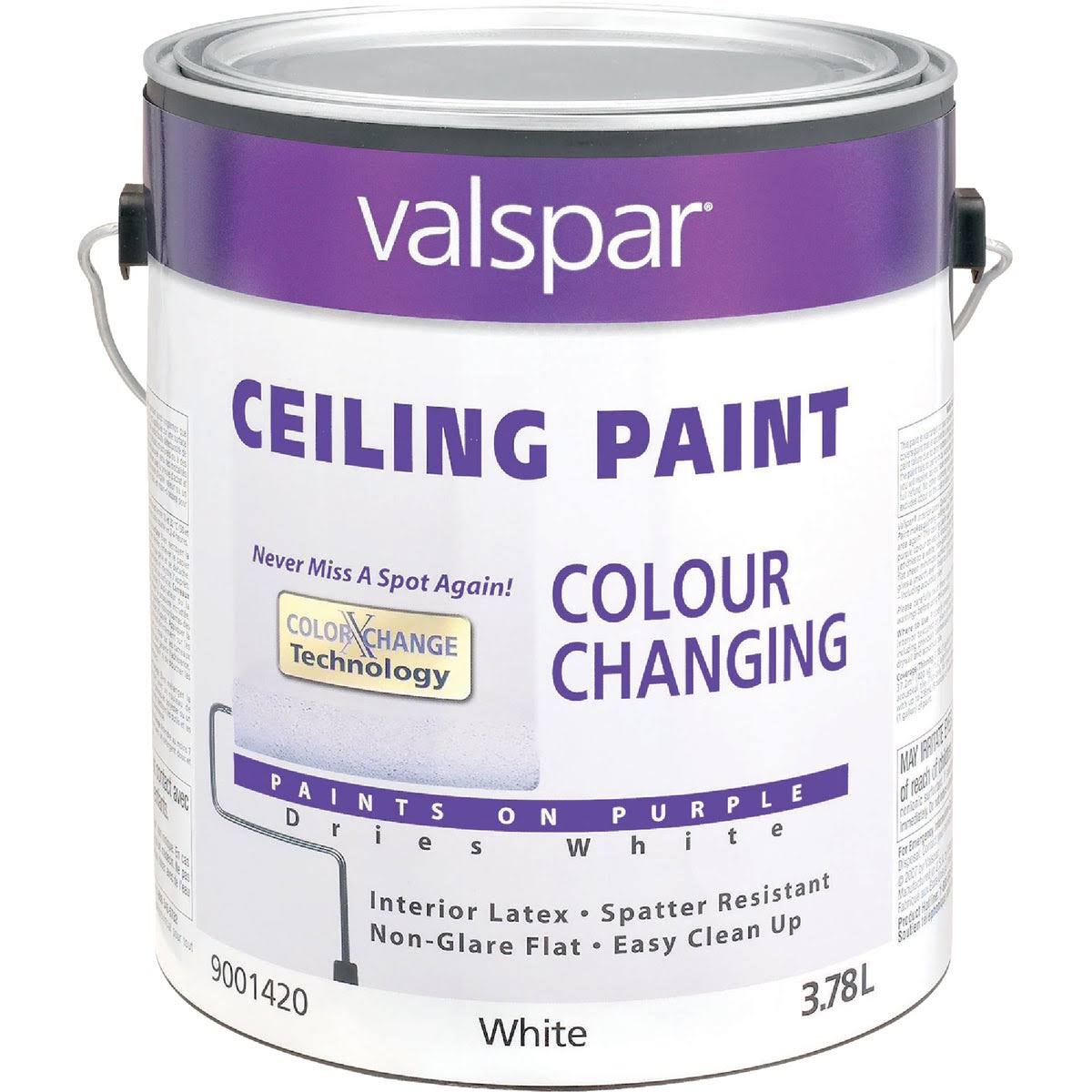 Valspar Color Changing Latex Flat Ceiling Paint, White, 1 gal.