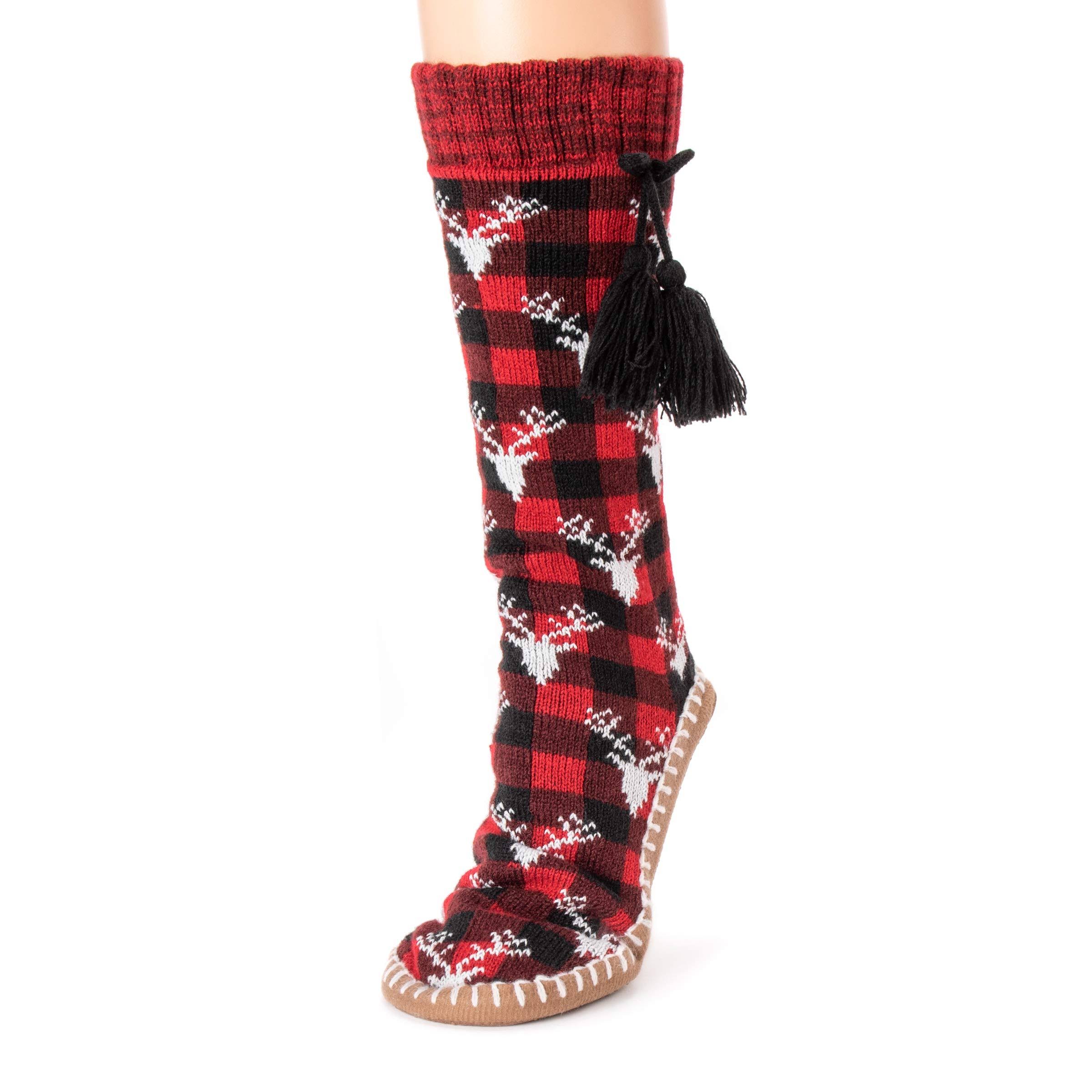 Muk Luks Women's Tasseled Sock Slipper - Red, Small/Medium