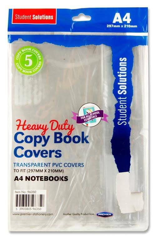STUDENT SOLUTIONS PKT.5 A4 PVC HEAVY DUTY COPY BOOK COVERS