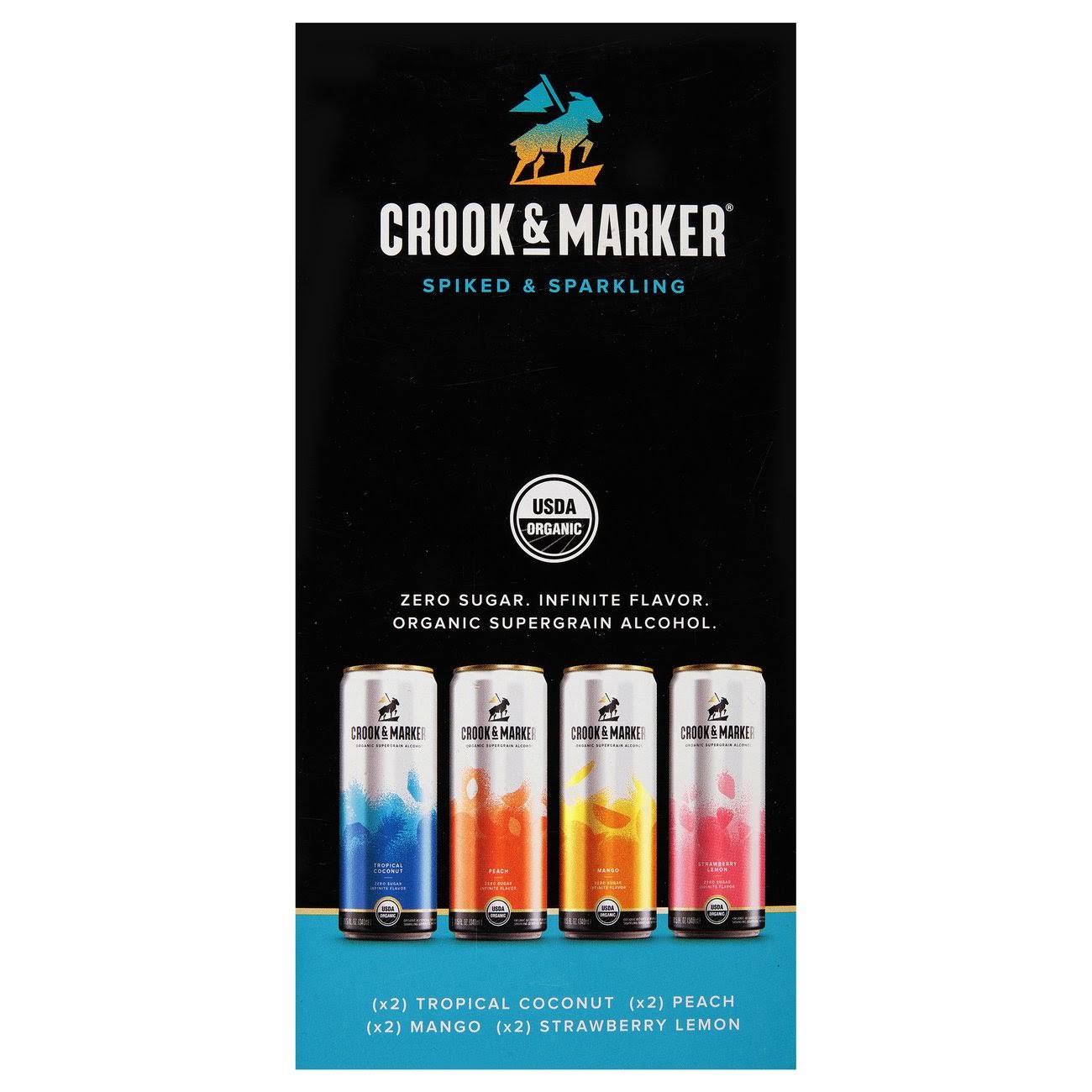 Crook & Marker Beer, Spike & Sparkling, Variety Pack - 8 pack, 11.5 fl oz cans