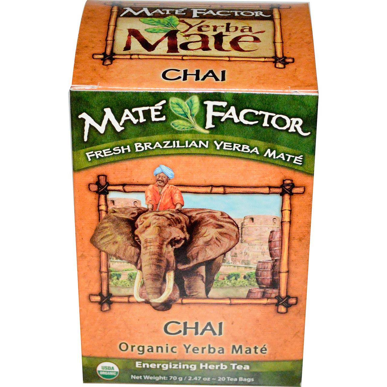 Mate Factor Organic Yerba Mate Chai Tea Bags - 2.47oz, 20ct