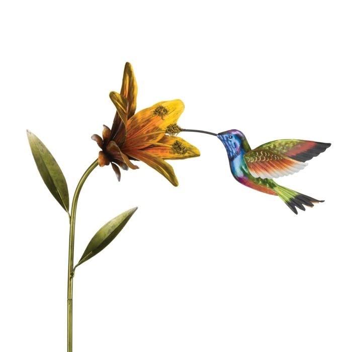 Hummingbird Flower Stakes - Purple Coronet - Multi - Metal