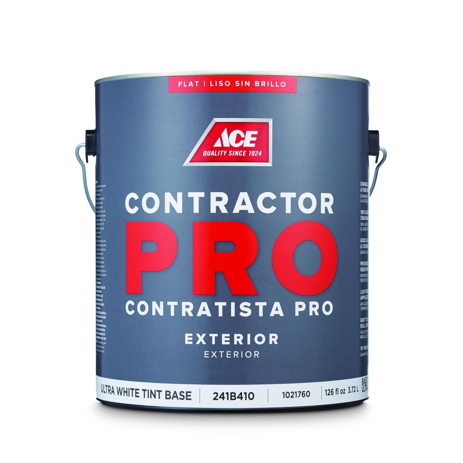 Ace Contractor Pro Flat Tint Base Ultra White Base Acrylic Latex Paint Exterior 1 gal.