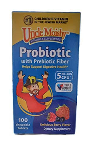 Uncle Moishy Kosher Kids Probiotics with Prebiotic Fiber 5 Billion Ber