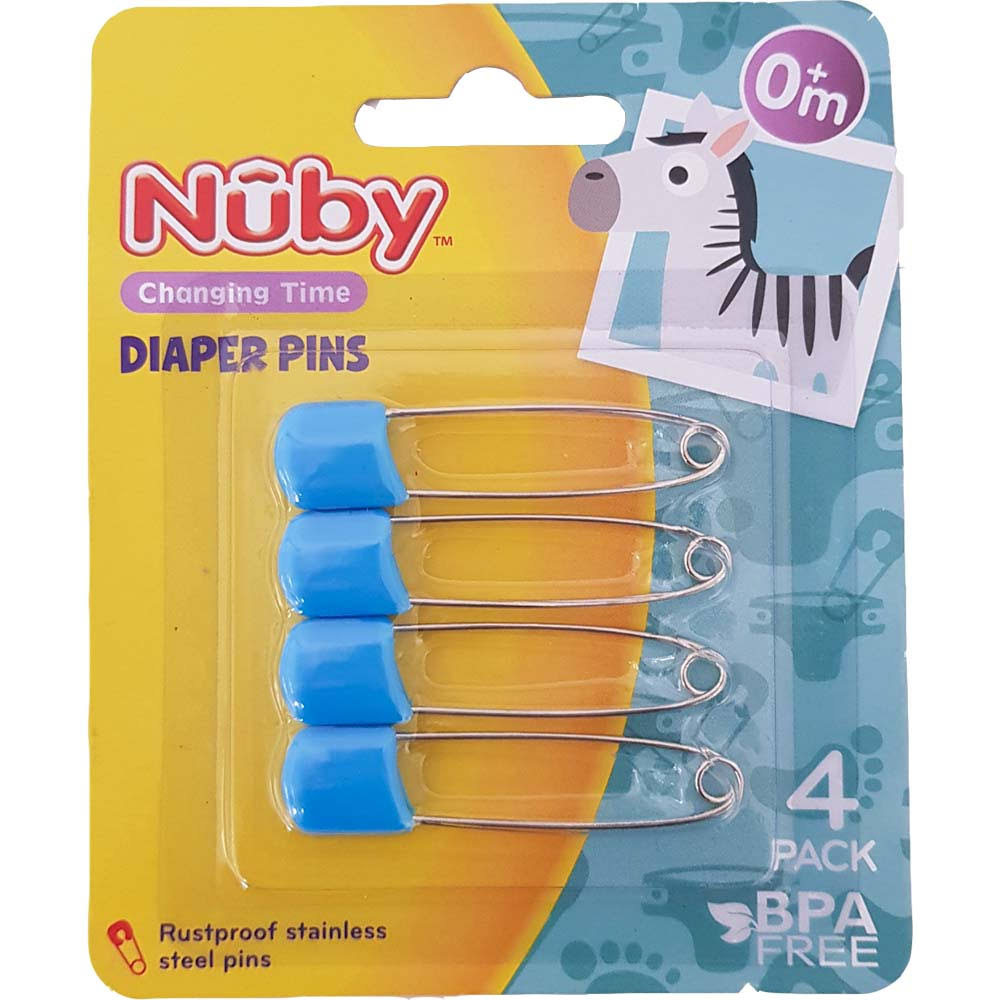 Nuby Diaper Pins - Colors May Vary, 4pk