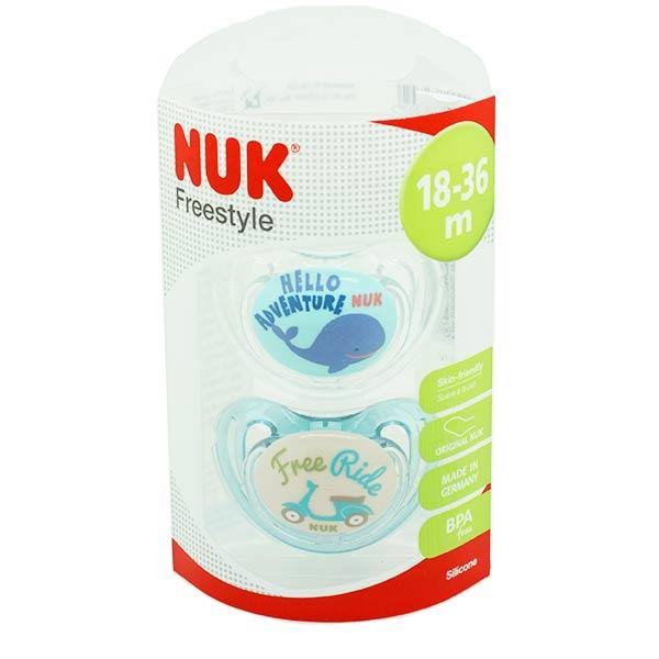 NUK Freestyle Silicone Soother Twin Pack Size 2 6-18m Blue