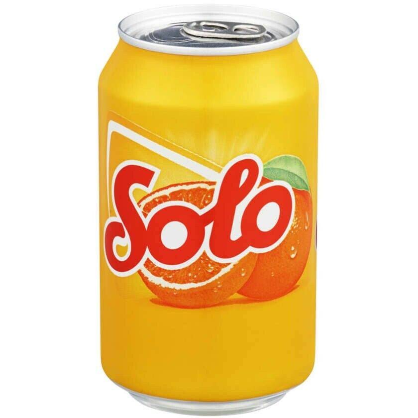 Norwegian Solo Soda Soft Drink 4x0.33l Can Fresh Orange Flavor Brus Norway Fresh