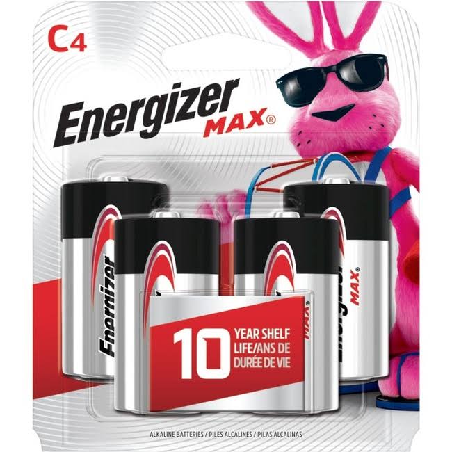Energizer MAX C Alkaline 1.5V Battery - 4 Pack, 8350mah