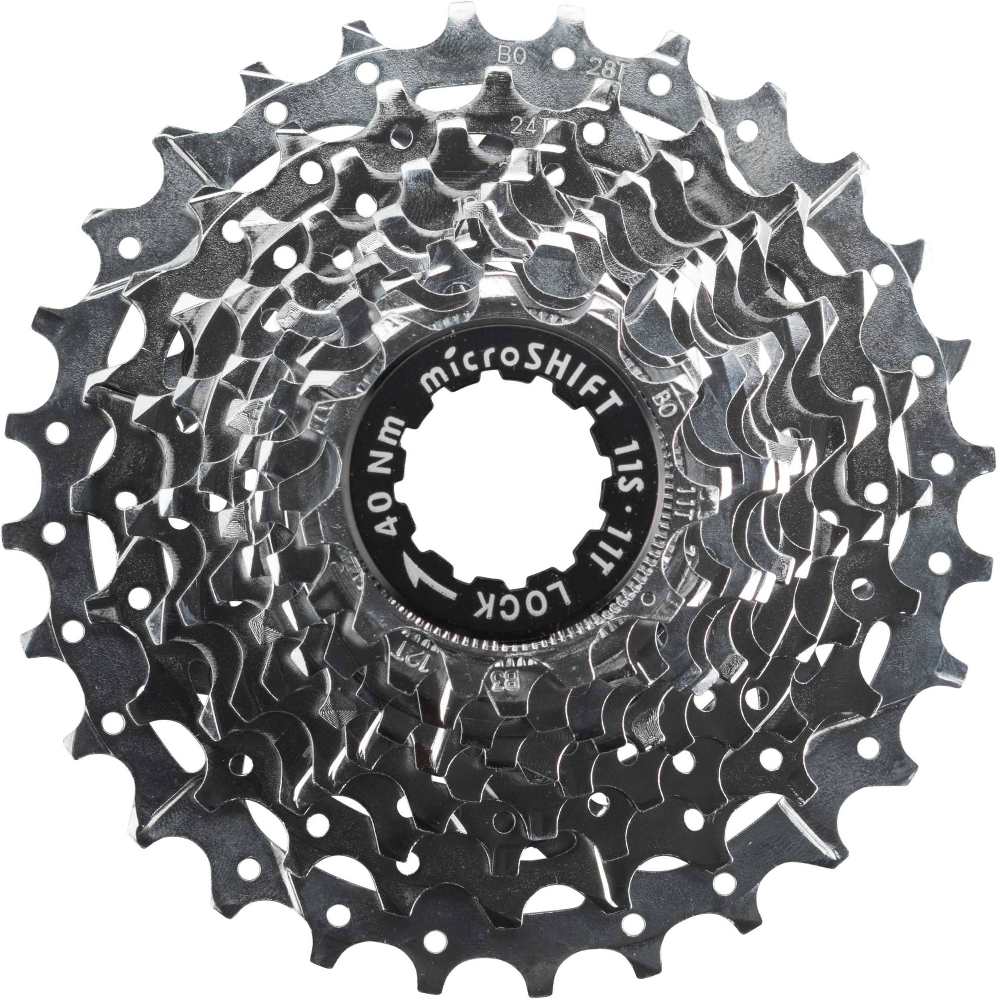 Microshift H11 Cassette - 11 Speed 11-28t Silver Chrome Plated