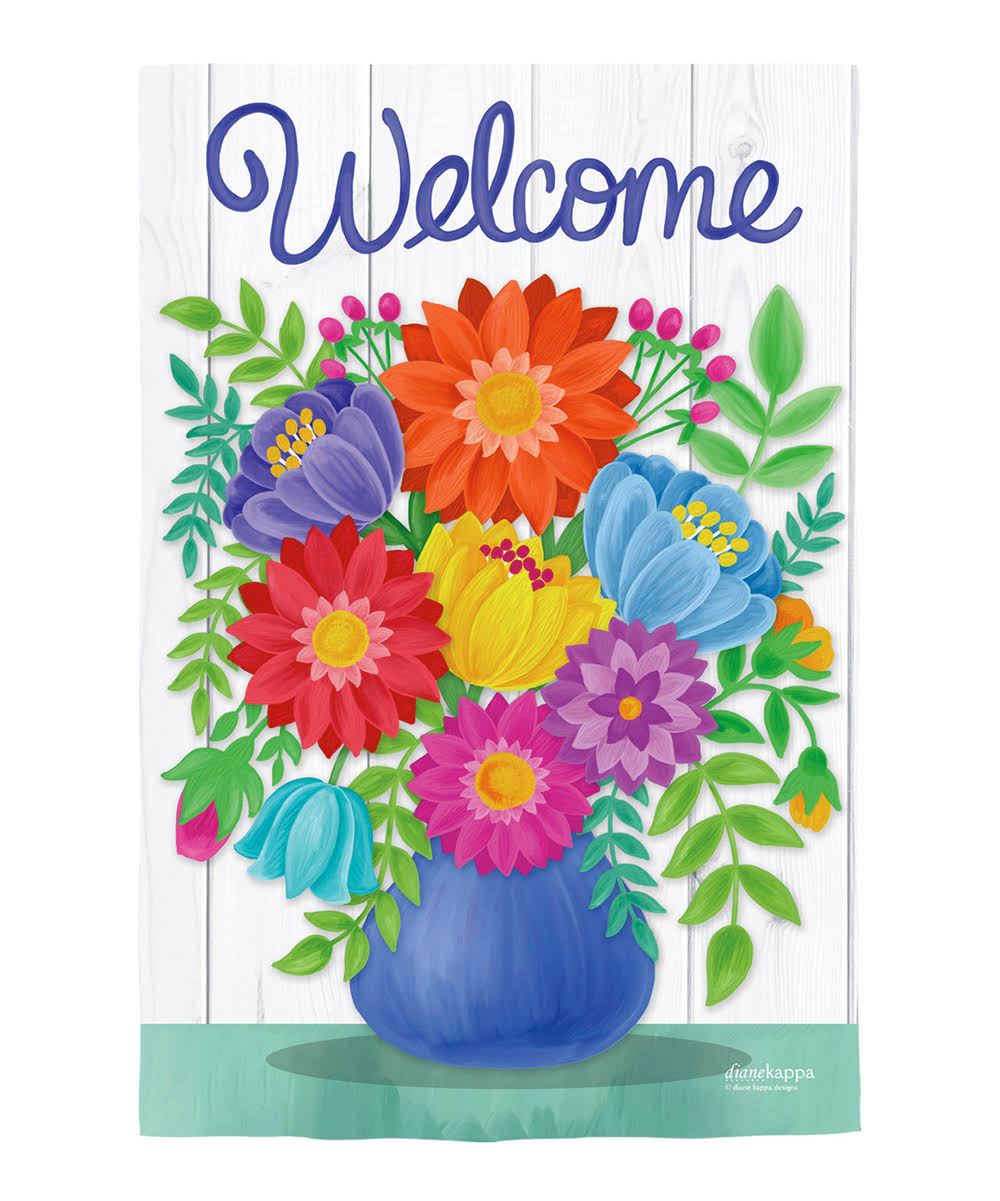 Evergreen White & Blue Floral Bring Me Flowers Outdoor Flag One-Size