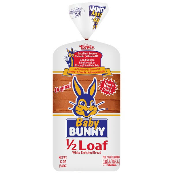 Baby Bunny Baby Bread, 1/2 Loaf, White Enriched - 12 oz