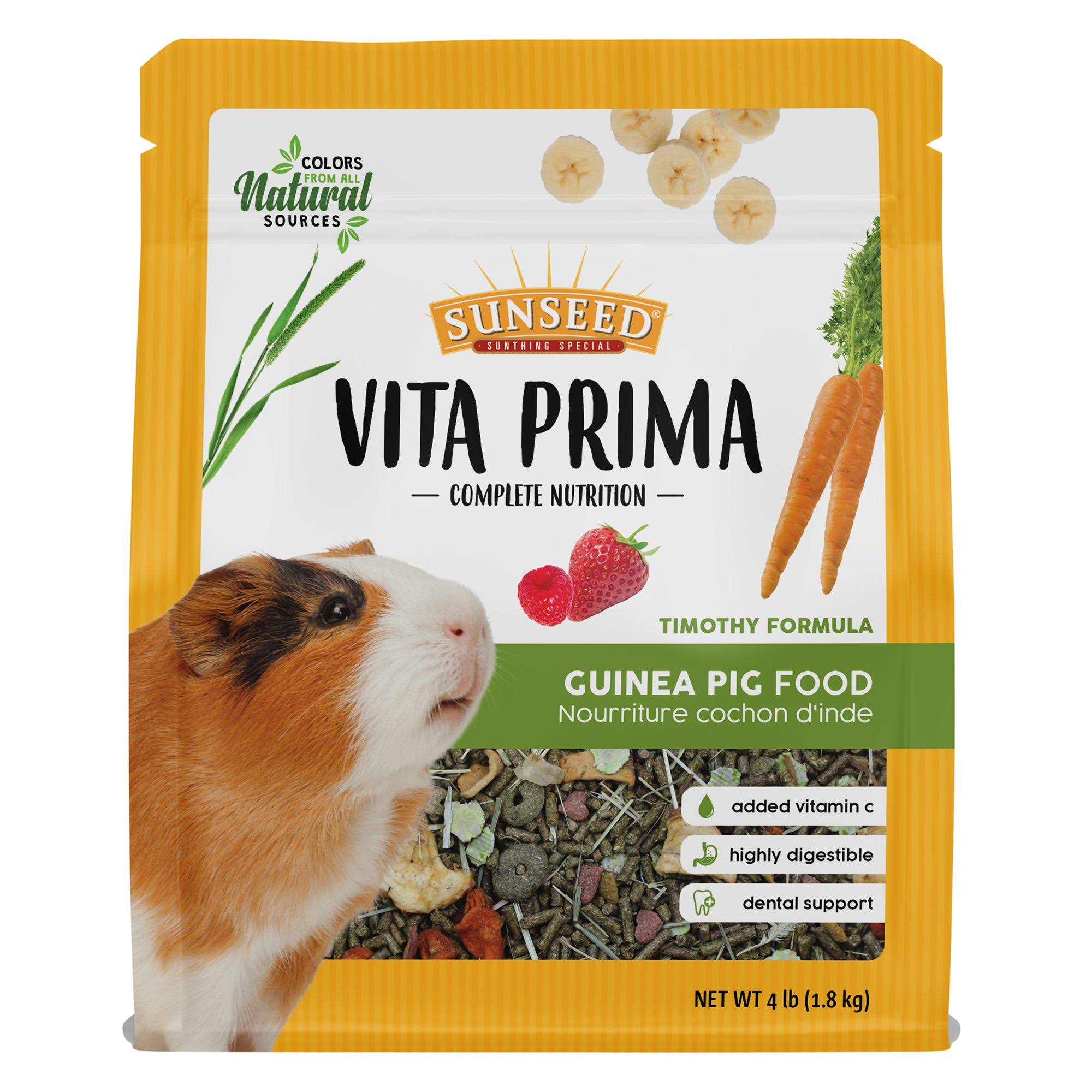 Sunseed 59770 Vita Prima Complete Nutrition Pelleted Guinea Pig Food, 4 lb. Bag