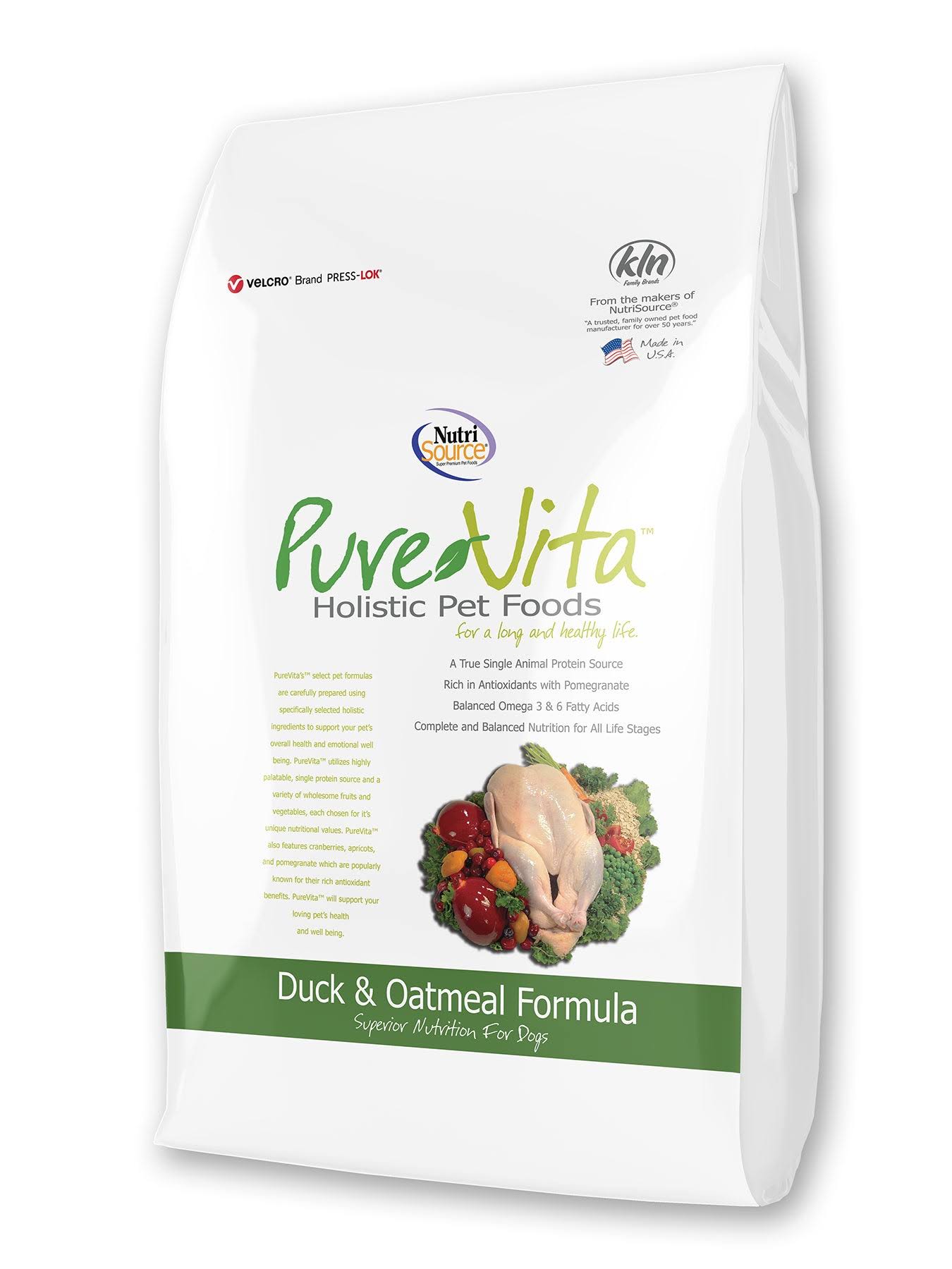 PureVita Pure Vita Dry Dog Food - Duck and Oatmeal, 25lbs