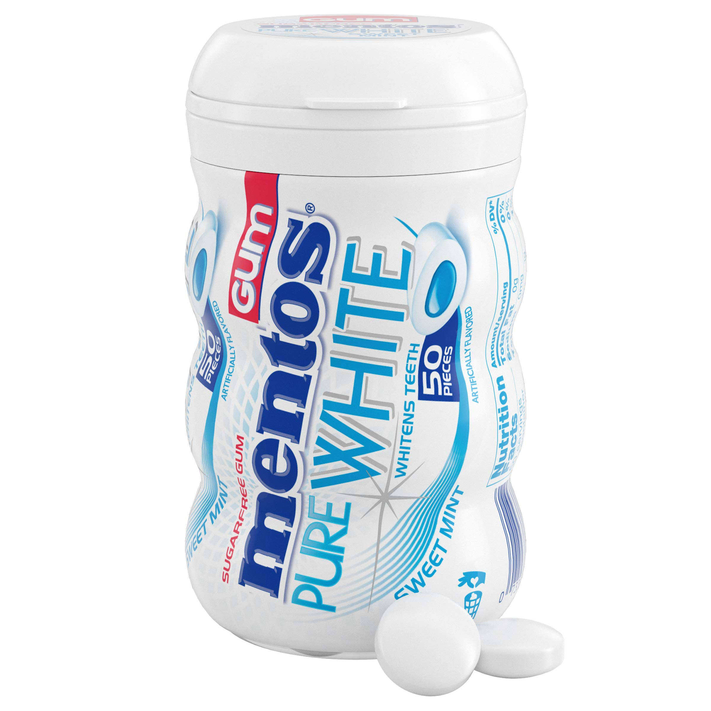 Mentos Pure White Sweet Mint Chewing Gum - 50ct