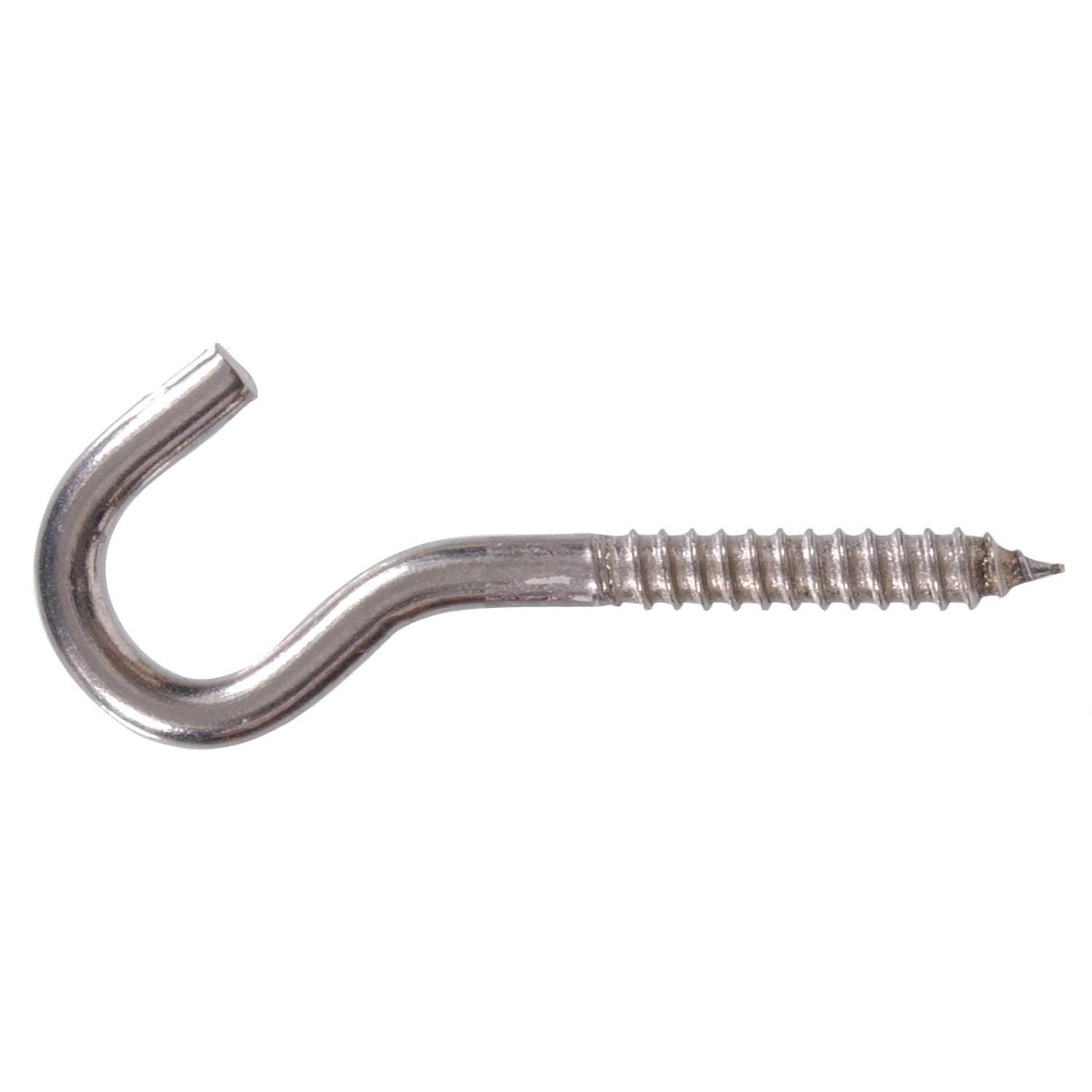 Hardware Essentials 851879 Stainless Steel Screw Hook (1/4'' x 4-1/4'') 10 Pack, Silver