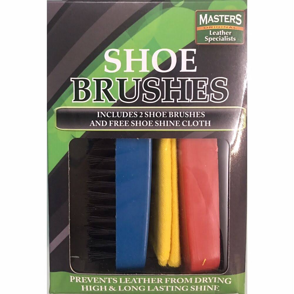 Shoe Boot Polish Brush Set Of 2 And Free Shoe Shine Cloth Shoes Brushes