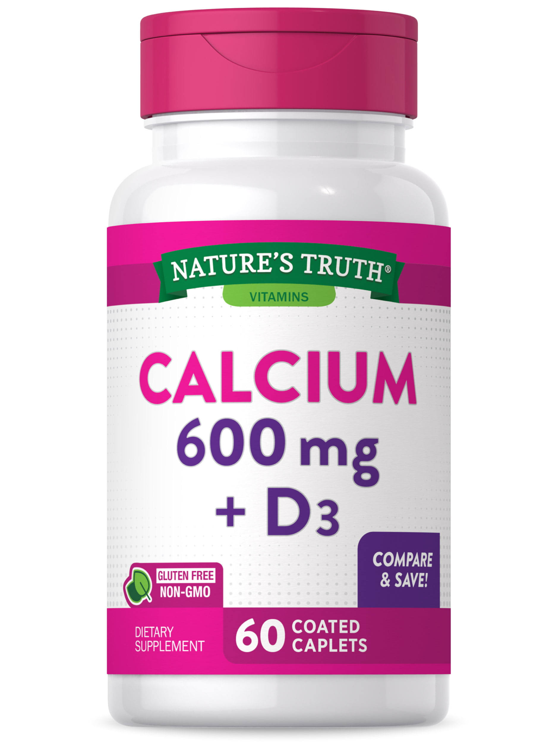 Nature's Truth Calcium Plus Vitamin D3 Tablets - 600mg, x60