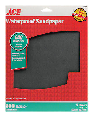 Ace Waterproof Sandpaper, 9" x 11" - 5 pack