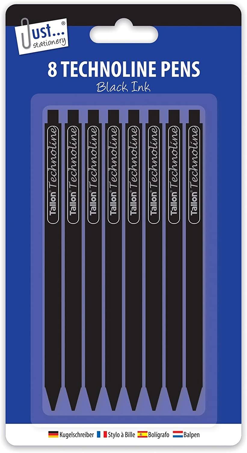 Just Stationery Techno-Line Pen - Black (Pack of 8)