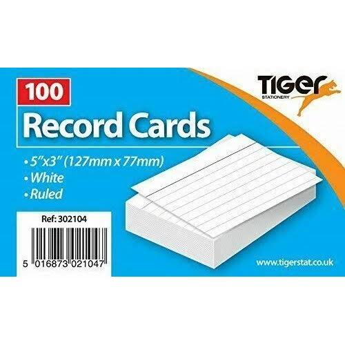 100 White Report Record Revision Cards Ruled Sheet 5x3 Exam Student Office Home