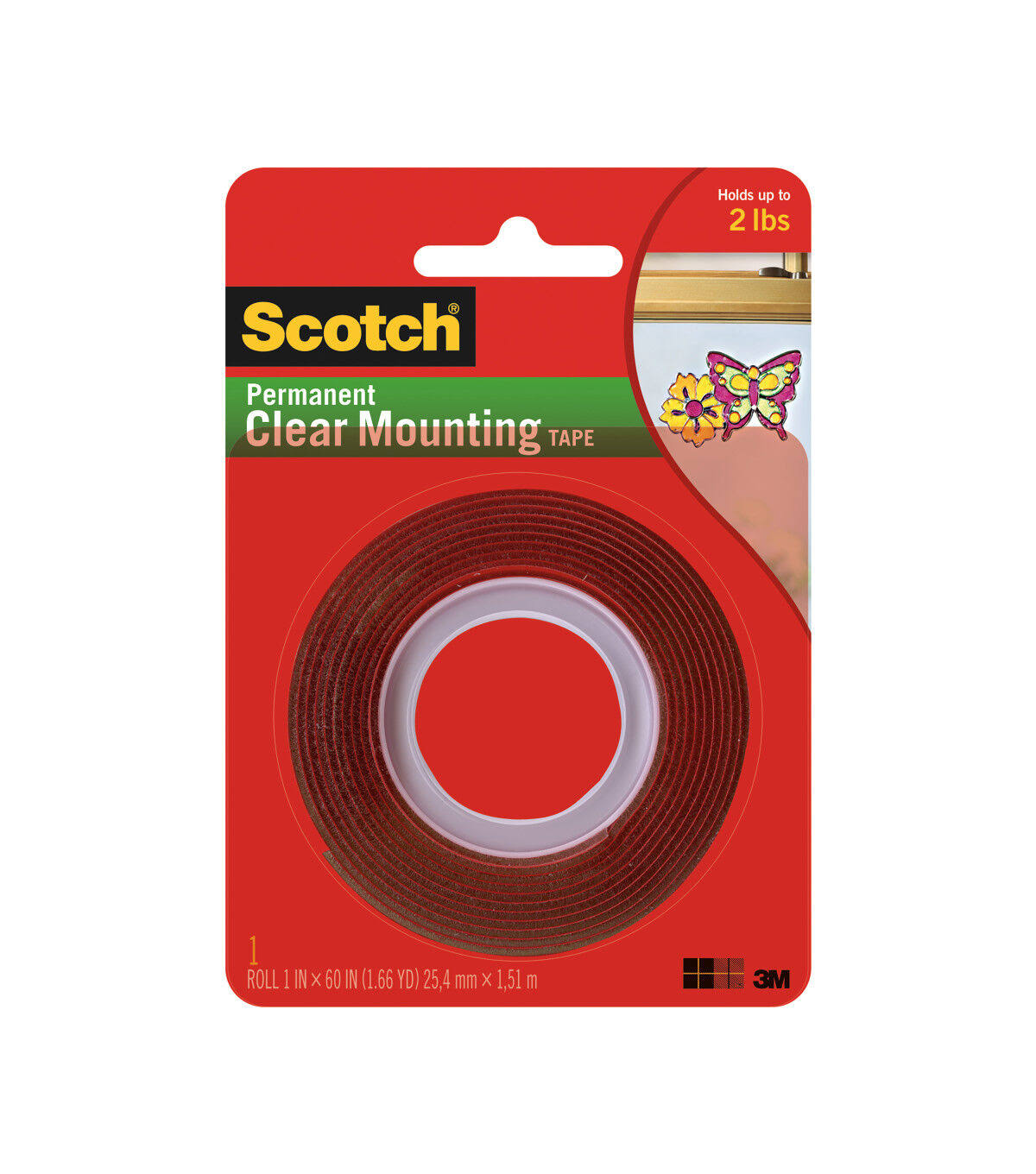 3M Scotch Heavy Duty Mounting Tape - Clear, 1" Width x 5ft Length