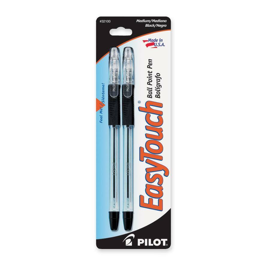 Pilot Easy Touch Ball Point Pen - Medium, Black, 2pk