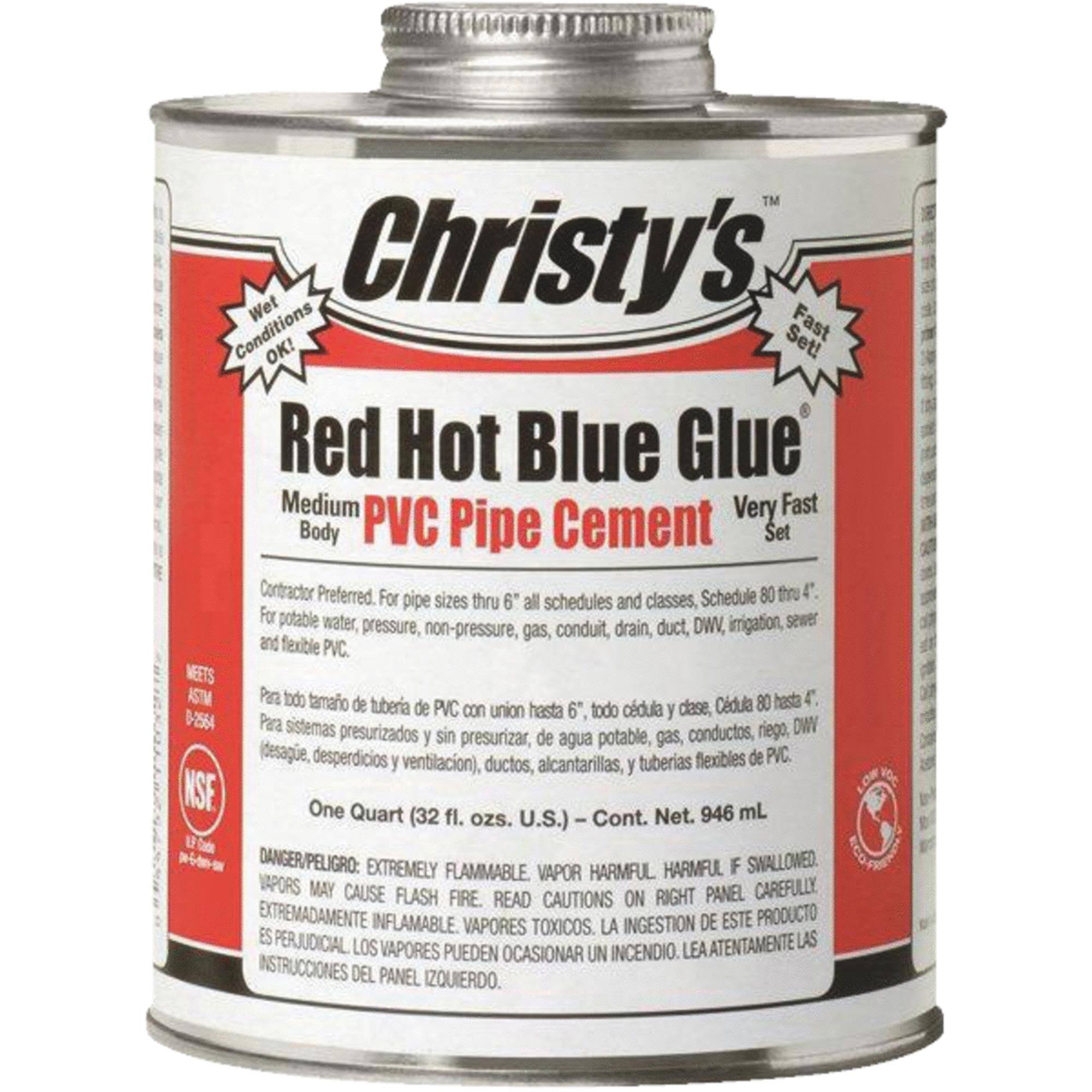 Christy's Low Voc Red Hot Blue Glue Pvc Pipe Cement - 32oz
