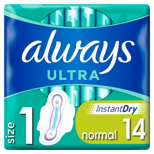 Always Ultra Normal with Fins Sanitary Napkins - 14ct