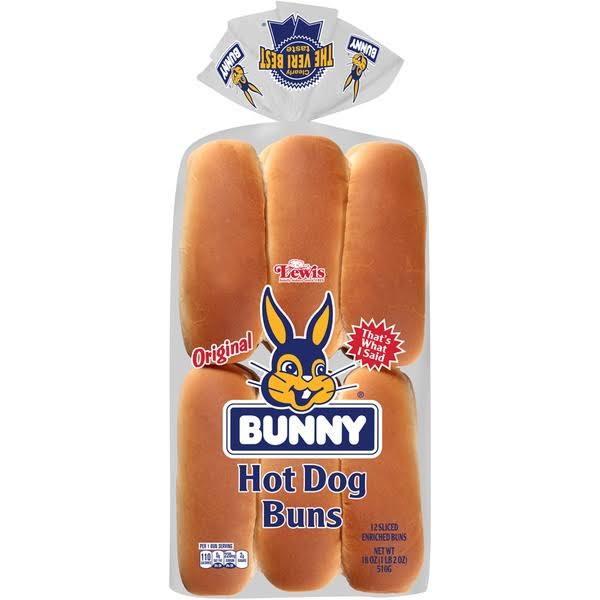 Bunny Original Hot Dog Buns - 18 oz