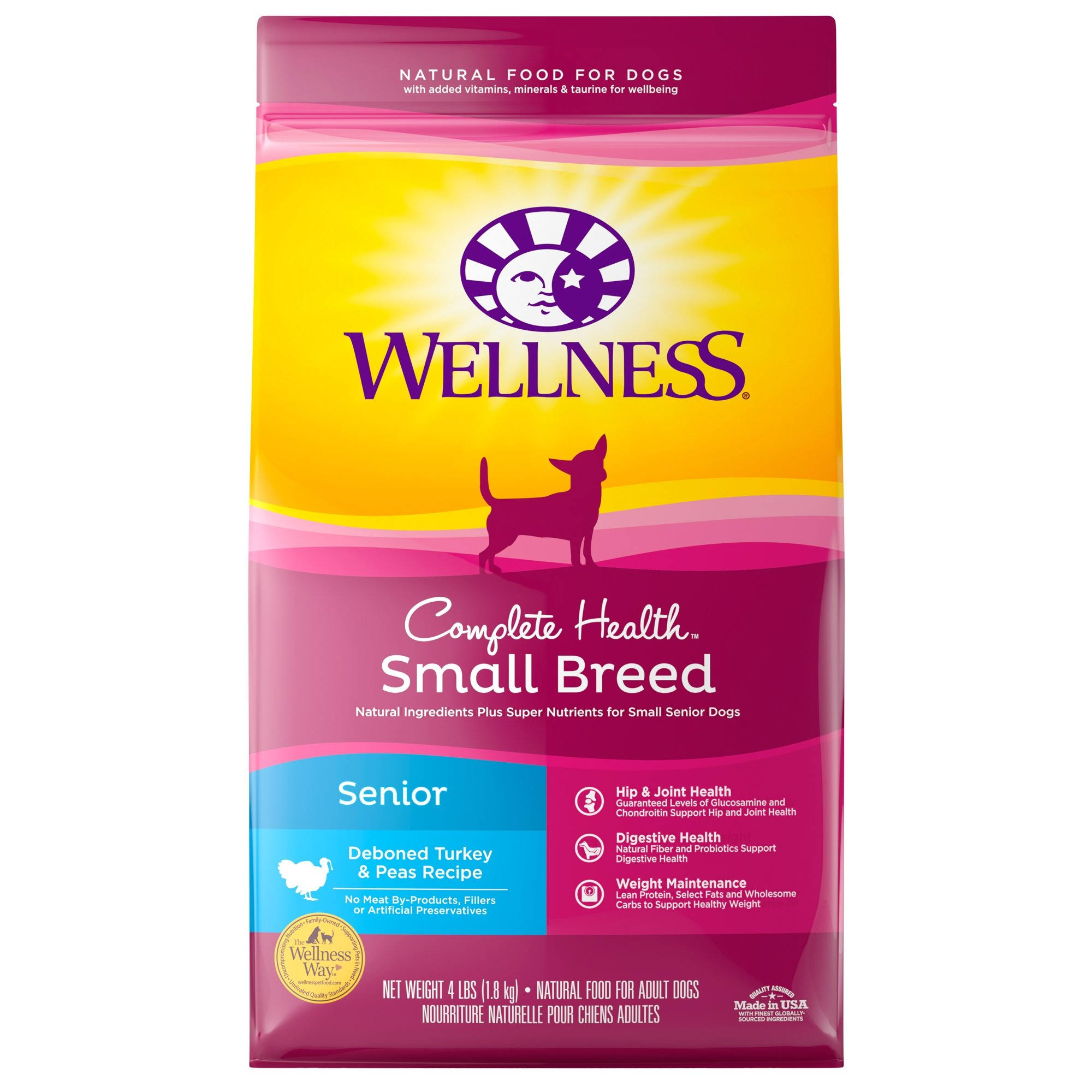 Wellness Complete Health Turkey and Pea Recipe Small Breed Senior Dry Dog Food - 4lb