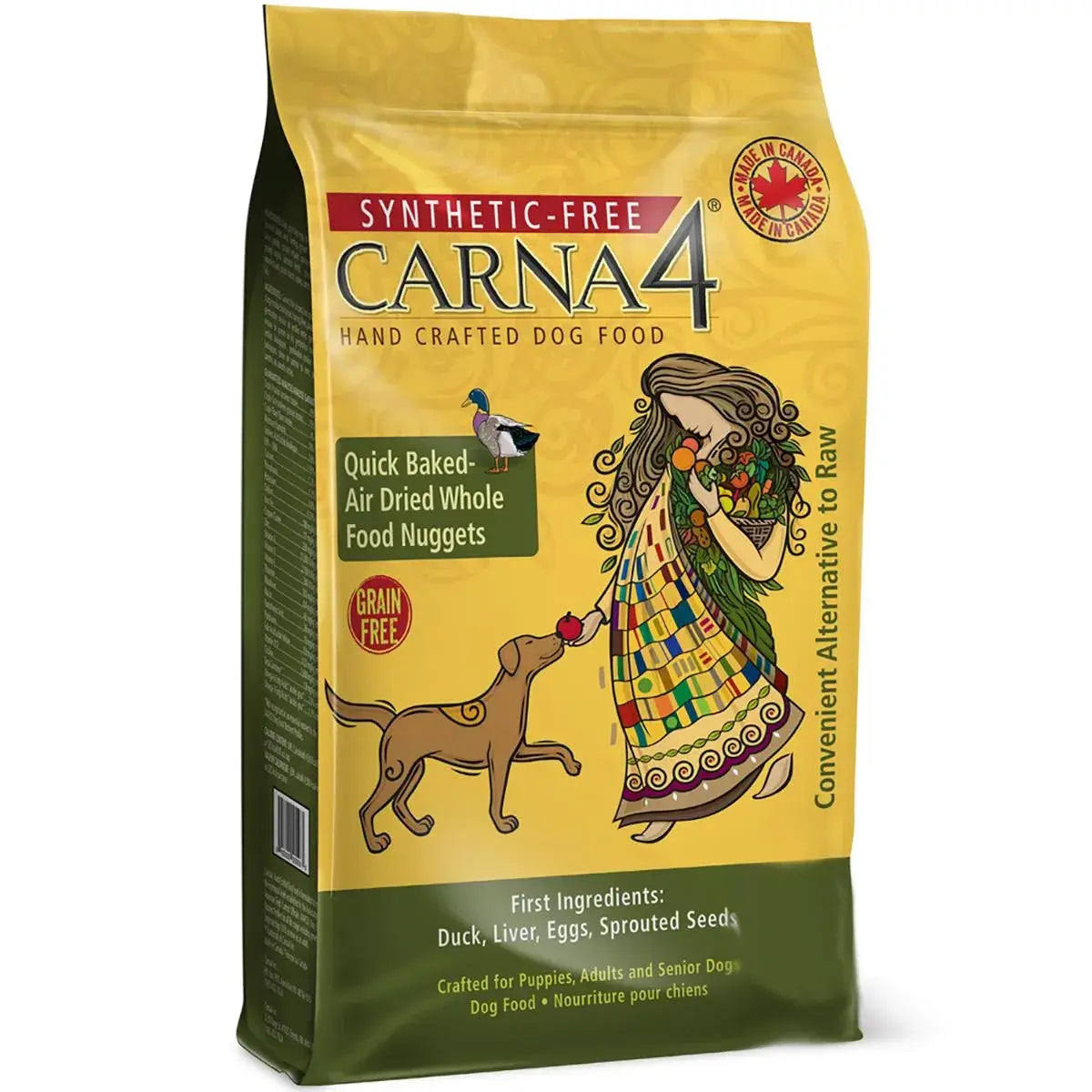 CARNA4 Grain-Free Dry Dog Food - Duck Recipe - 3 lb. Bag