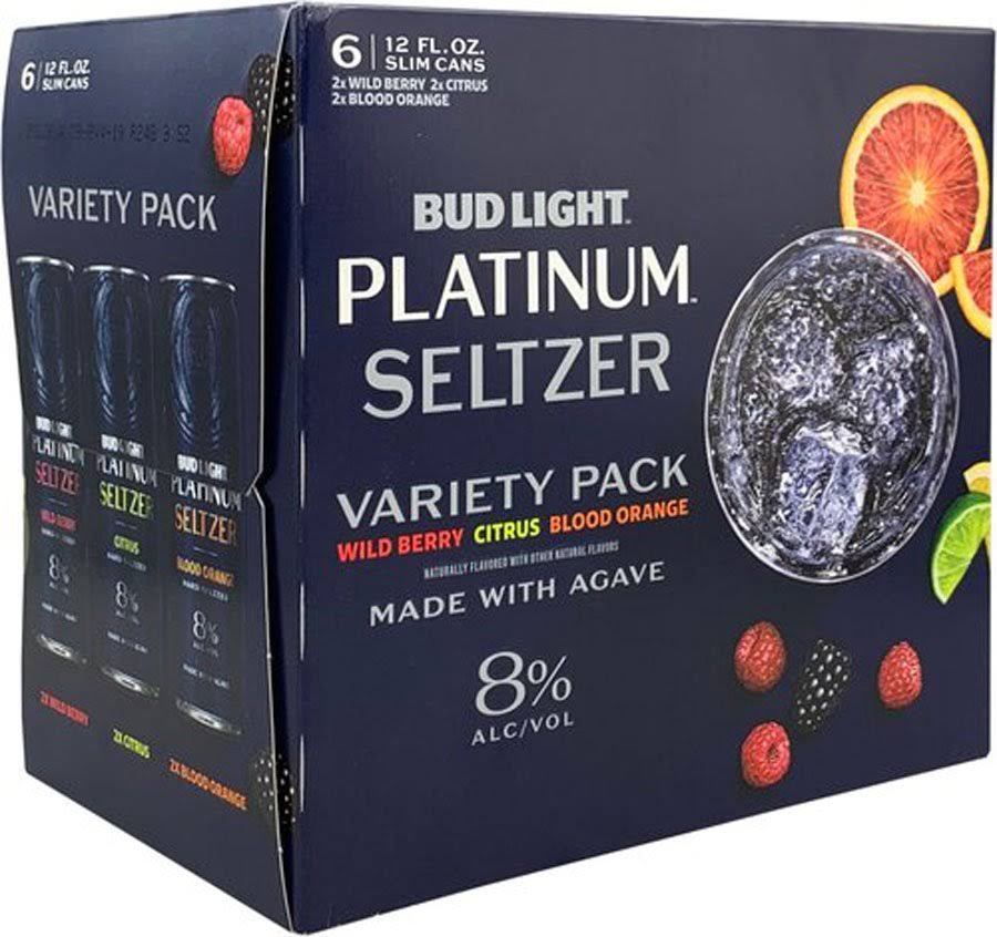 Bud Light Platinum Seltzer Hard Seltzer, Wild Berry/Citrus/Blood Orange, Variety Pack - 6 pack, 12 fl oz cans