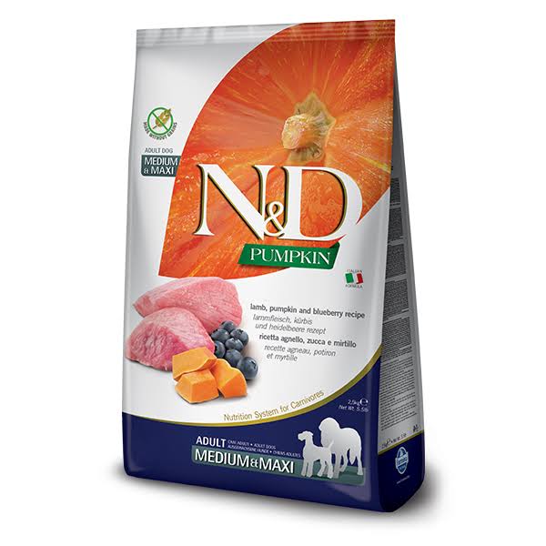 Farmina N&D Pumpkin Grain Free Adult Medium & Maxi Dog Food - Lamb & Blueberry, 2.5kg