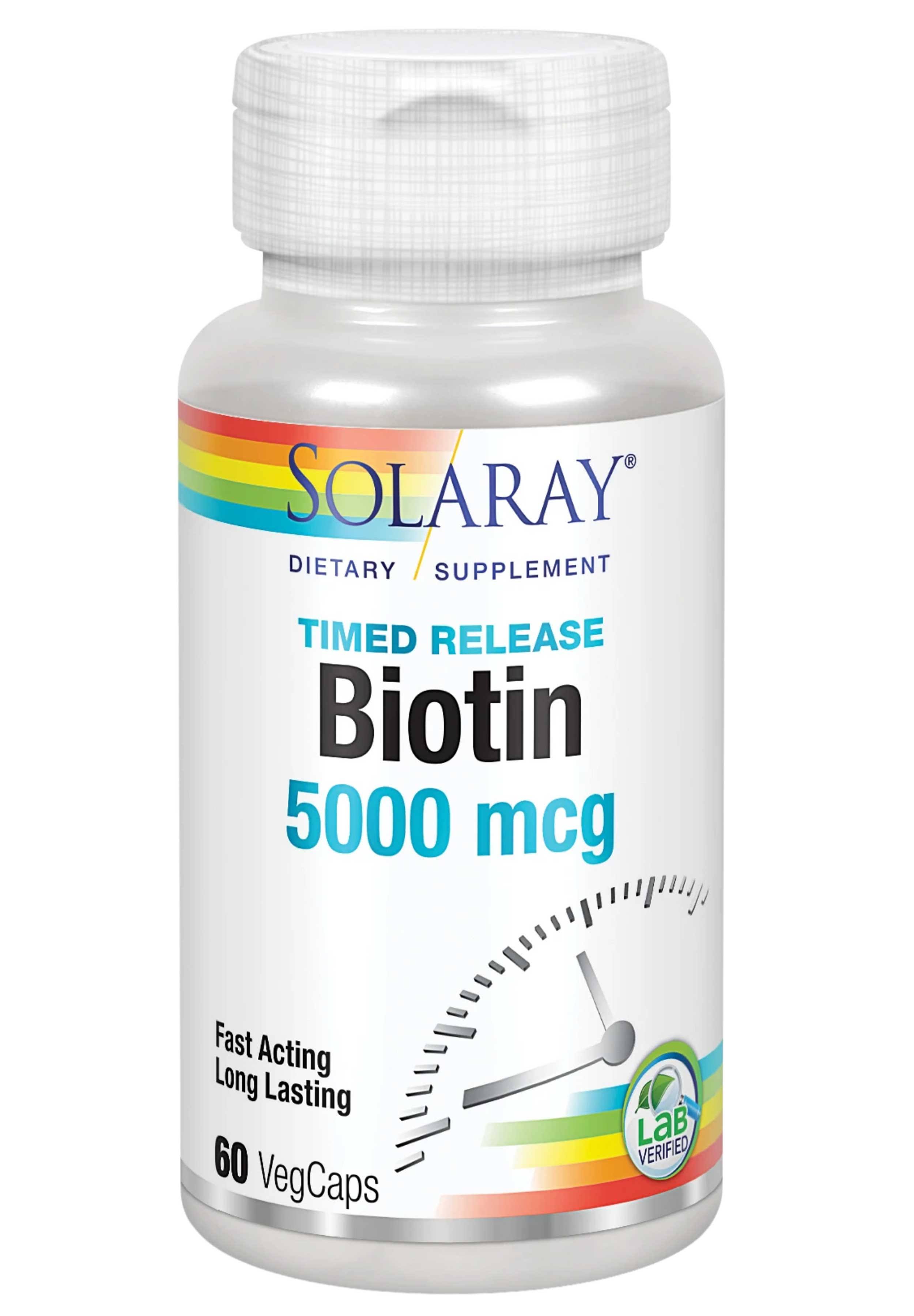 Solaray Biotin Supplement - 5000 mcg, 60 Vegetarian Capsules